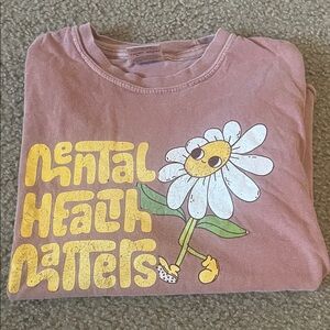Pink Graphic Tee with Daisy Print
